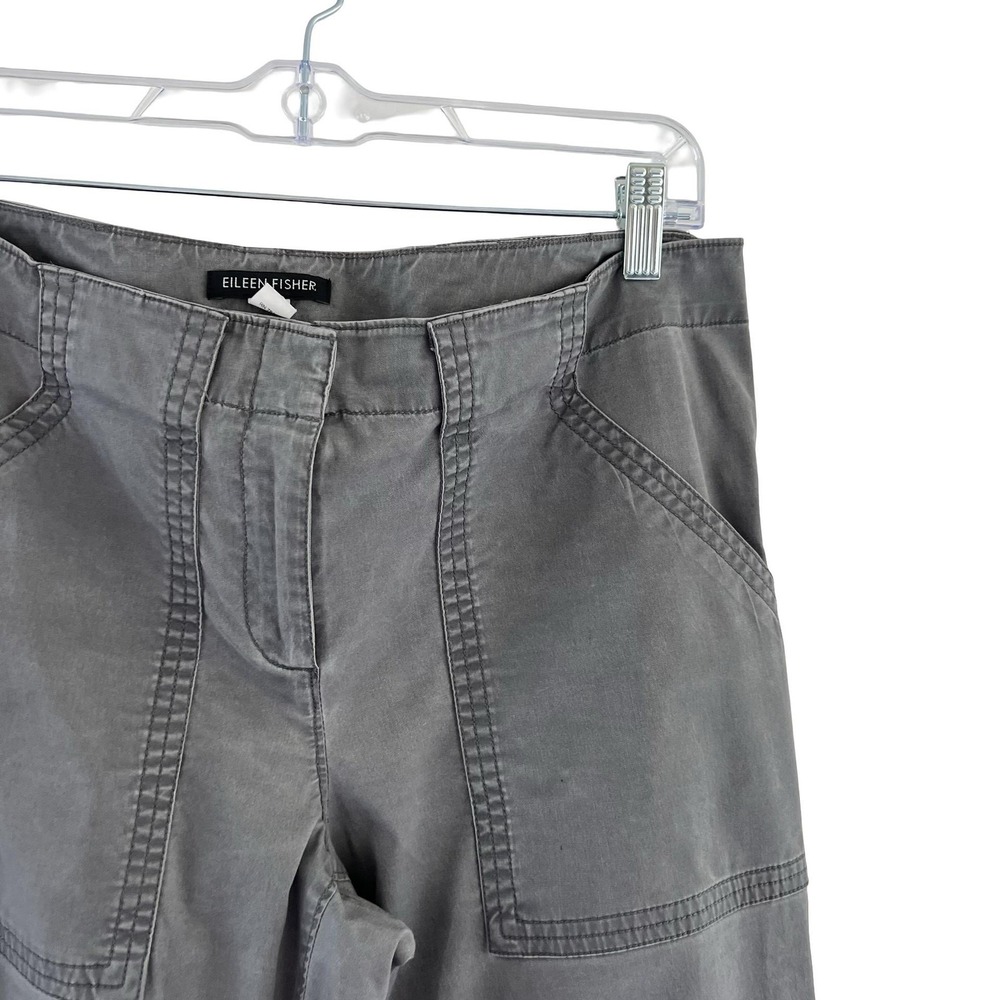 Eileen Fisher Pants Womens Small Gray Straight Leg Utility Zipper Hem Pockets - Picture 3 of 16